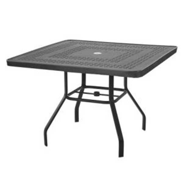 Square Punched Aluminum Patio Dining Table In Mayan, Sunburst, And Napa Styles - 36” Or 42”