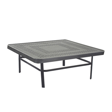 36” Square Punched Aluminum Poolside Conversation Table in Mayan, Sunburst, and Napa Styles