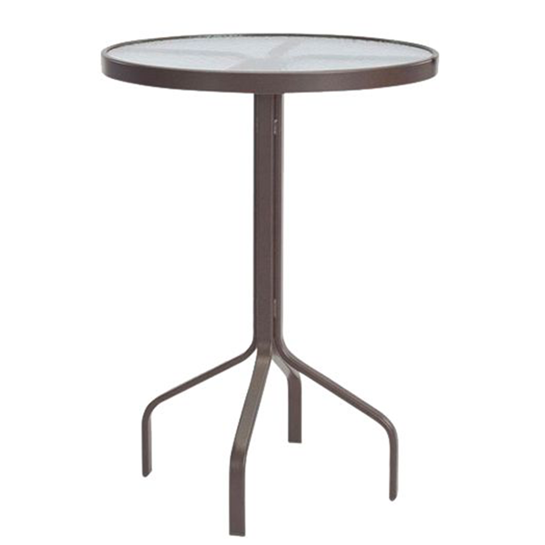 30” Round Acrylic Poolside Balr Table with Aluminum Frame - Without Umbrella Hole