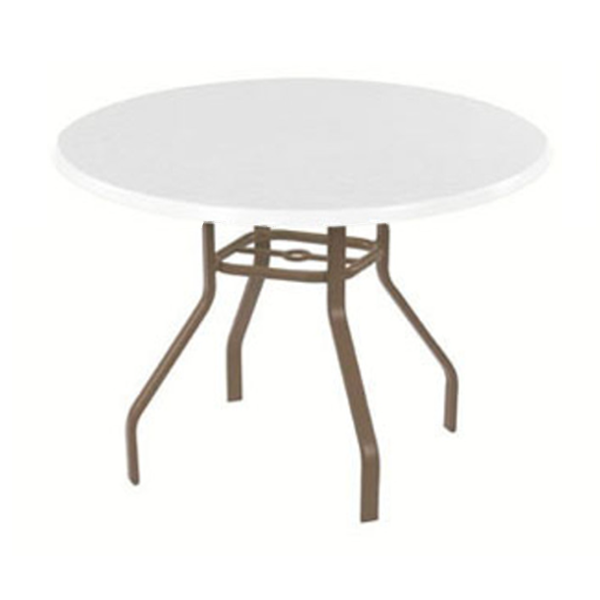 36” Round Fiberglass Dining Table with Rectangular Tube Aluminum Frame - Without Umbrella Hole