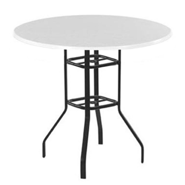 36” Round Fiberglass Bar Table with Rectangular Tube Aluminum Frame - Without Umbrella Hole
