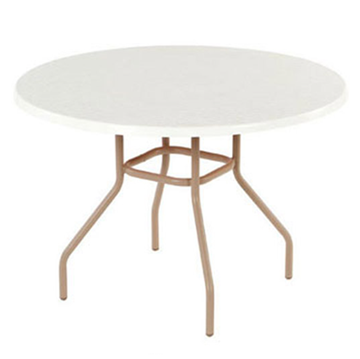 36” Round Fiberglass Dining Table With Welded Tube Aluminum Frame - Without Umbrella Hole