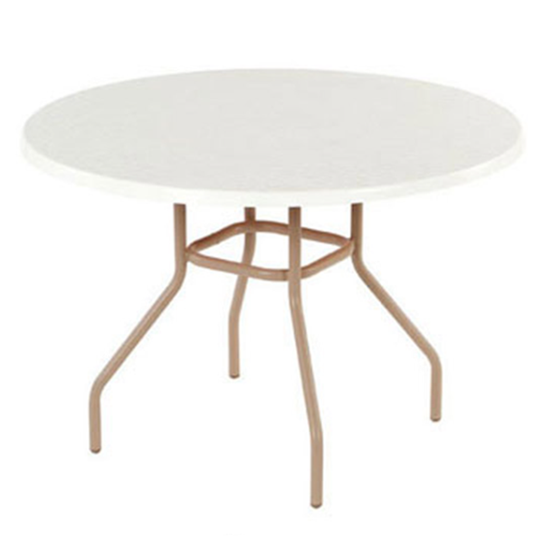 36” Round Fiberglass Dining Table With Welded Tube Aluminum Frame - Without Umbrella Hole