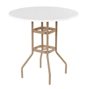 36” Round Fiberglass Patio Bar Table With Welded Tube Aluminum Frame - Without Umbrella Hole