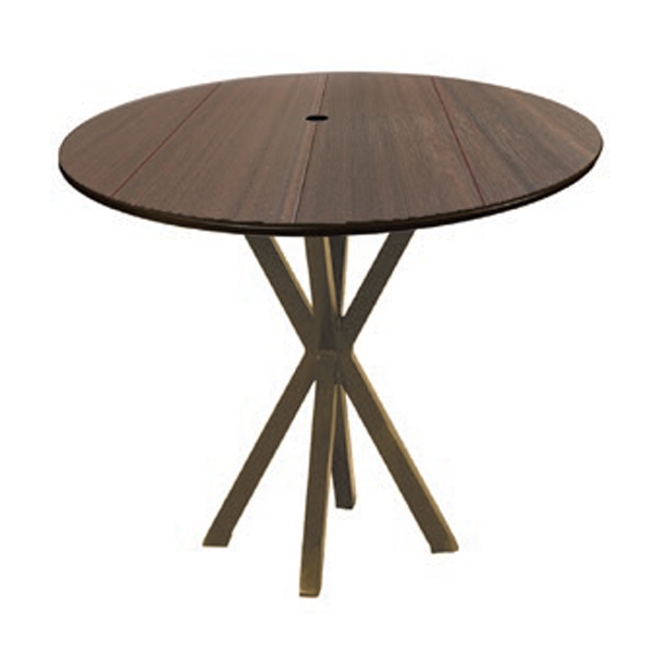 48” Lexington Round Patio Balcony Table With Recycled Poly Top And Aluminum X-Base