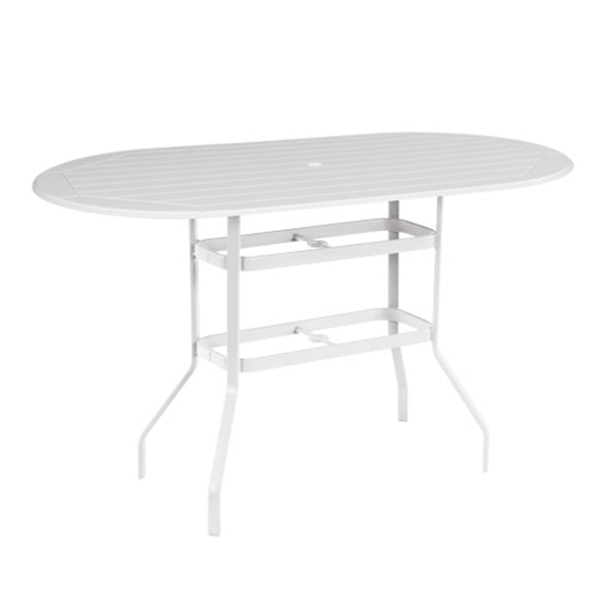 42” X 76” Oval Balcony Patio Table With Recycled Poly Top And Powder-Coated Aluminum Base - Lexington, Raleigh, Or Newport Style