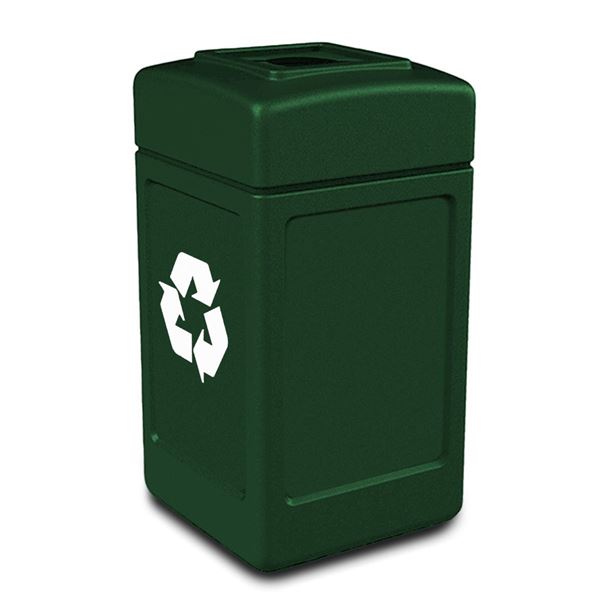 42-Gallon Polytec Plastic Recycling Container Square with Top-Opening Lid - 18 lbs.	