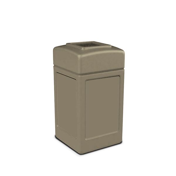 42 Gallon Open Top Plastic Trash Receptacle with Decorative Stainless Steel Panels	
