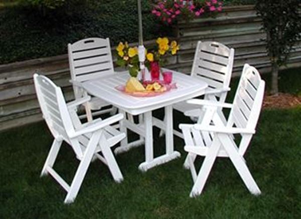 Polywood Nautical High Back Recycled Plastic Dining Set