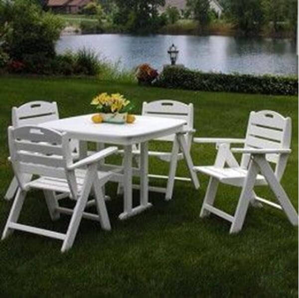 Polywood Nautical Lowback Recycled Plastic Dining Set