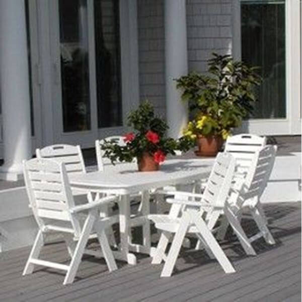 Polywood Nautical High Back Rectangle Recycled Plastic Dining Set