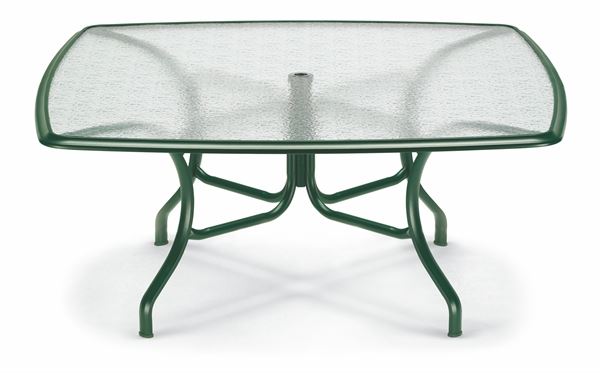 Picture of Telescope Square Dining Table 64 Inch Glass with Aluminum Frame