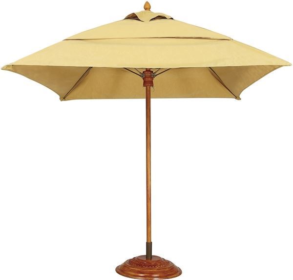 Fiberbuilt Augusta Market Umbrella 7 1/2 Foot Square with One Piece Simulated Wood Pole and Marine Grade Fabric
