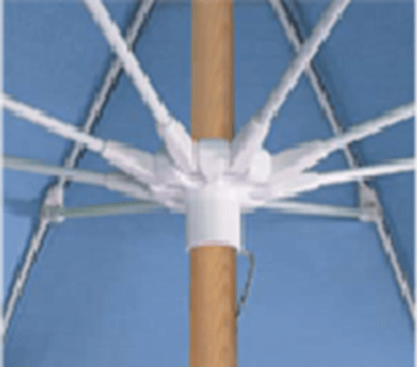 Fiberbuilt Beach Umbrella 7 1/2 Foot HEXAGON Two Piece Solid Wood Pole Marine Grade Fabric Top