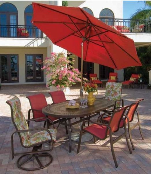 Sonata Dining Arm Chair Fabric Sling with Aluminum Frame