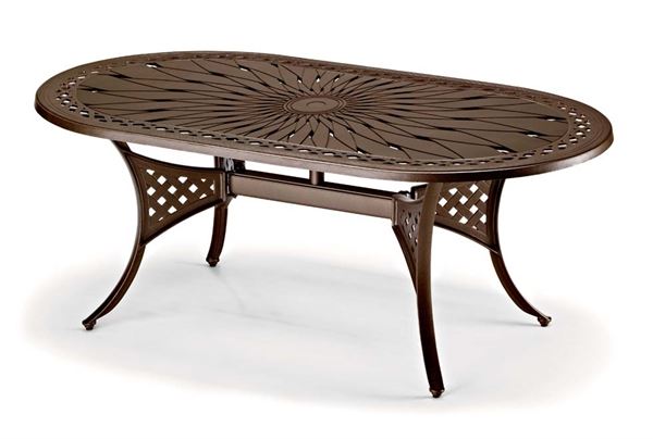 Picture of Telescope Oval Dining Table 42x84 Inch Cast Aluminum