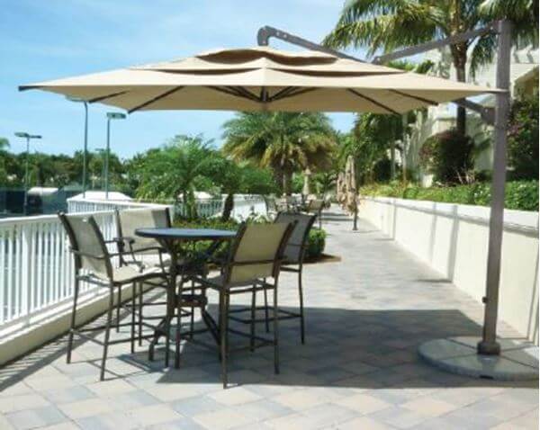 Picture of Cantilever Offset Umbrella, 10 Foot Square Offset Umbrella with Bronze Aluminum Frame and Sunbrella Marine Grade Fabric, Fiberbuilt