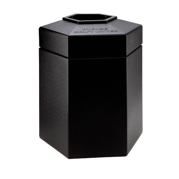45 Gallon Plastic Pool Deck Trash Can Hexagon