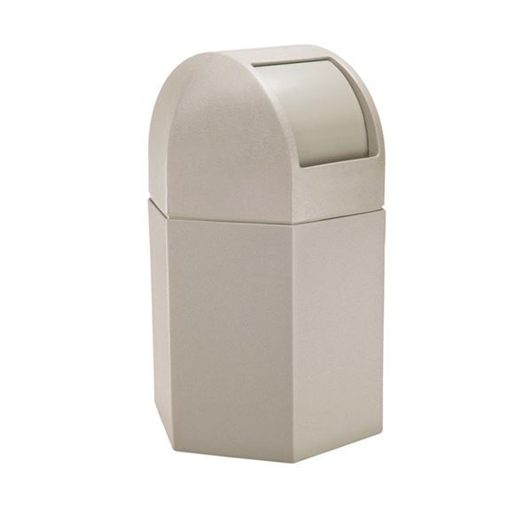 45 Gallon Plastic Pool Deck Trash Can Hexagon with Dome Top