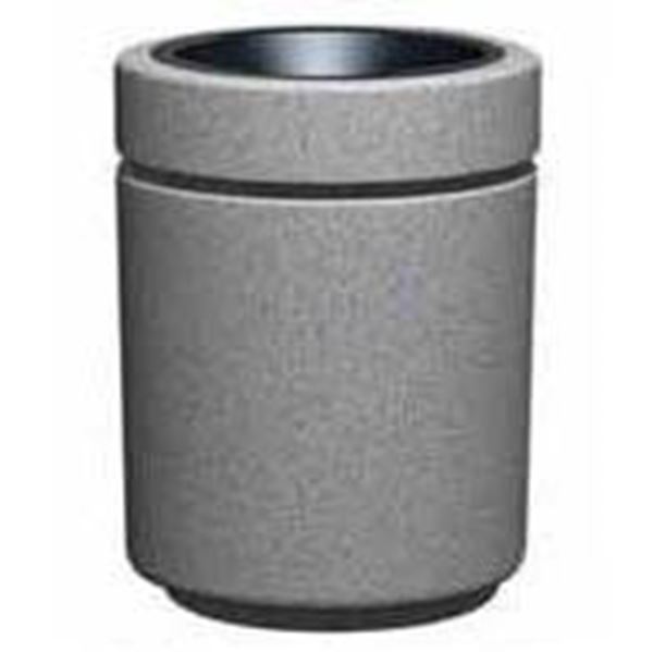 Picture of Pool Deck Trash Can Poly-Lite Crete 60 Gallon Round Top Load, Portable