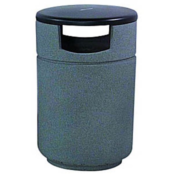 Picture of Pool Deck Trash Can Poly-Lite Crete 60 Gallon Round Side Load, Portable