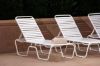 St. Maarten Chaise Lounge Vinyl Straps with White Stackable Aluminum Frame