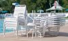 St. Maarten Chaise Lounge Vinyl Straps with White Stackable Aluminum Frame