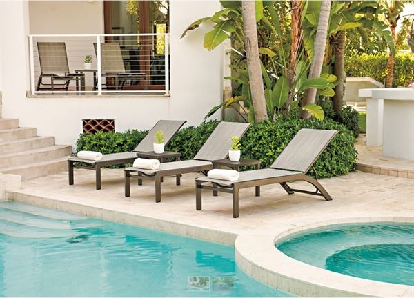 Telescope Kendall Sling Stacking Chaise Lounge with Aluminum Frame ...