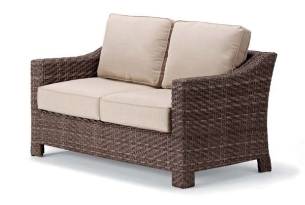 Outdoor Pool Deck and Patio Wicker Two-Seat Loveseat with Cushion