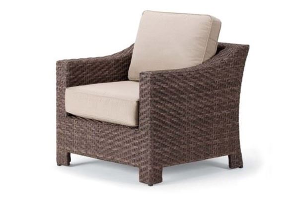 Telescope Outdoor Pool Deck and Patio Wicker Arm Chair with Cushion