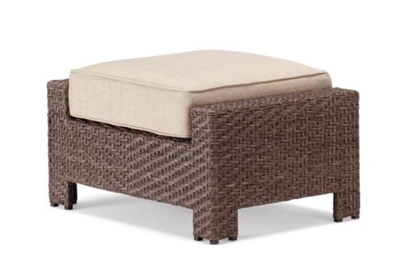 Outdoor Pool Deck and Patio Wicker Ottoman with Cushion