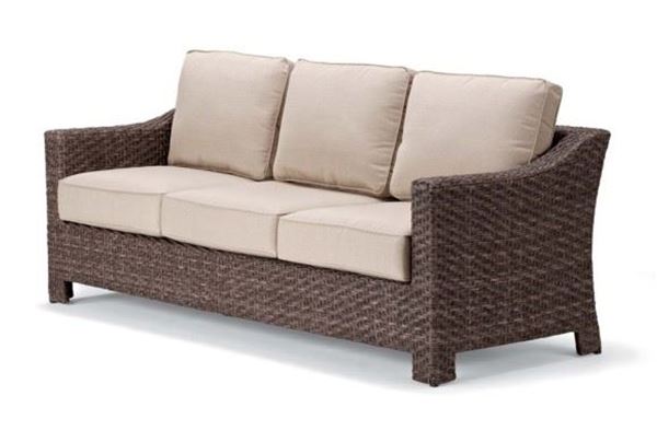 Outdoor Pool Deck and Patio Wicker Three-Seat Loveseat with Cushion