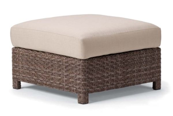 Picture of Telescope Outdoor Pool Deck and Patio Wicker Ottoman with Cushion, La Vie Wicker Collection