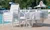 Picture of Promo Pool Furniture, St. Maarten Chaise Lounge Vinyl Straps with White Aluminum Frame, White or Royal Blue Straps