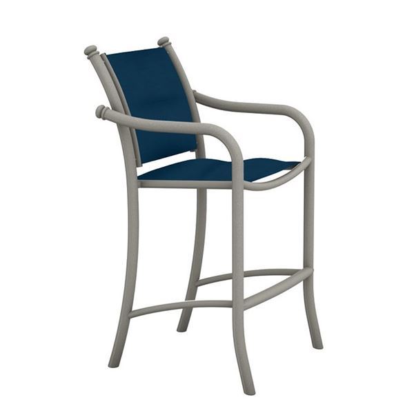 Tropitone La Scala Padded Sling Bar Stool with Aluminum Frame