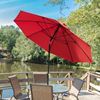 11 Foot Octagonal Fiberglass Market Umbrella with Marine Grade Fabric with Auto Tilt and Crank Lift