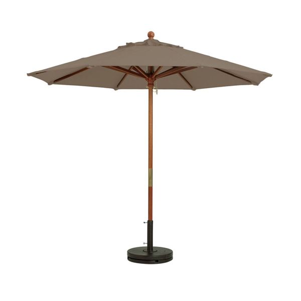 9 Foot Octagon Wooden Market Umbrella - Taupe