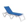 Jamaica Beach  Plastic Resin Sling Stackable Chaise Lounge - Blue / White