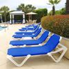 Nautical Plastic Resin Sling Stackable Chaise Lounge, White Frame Pool Furniture
