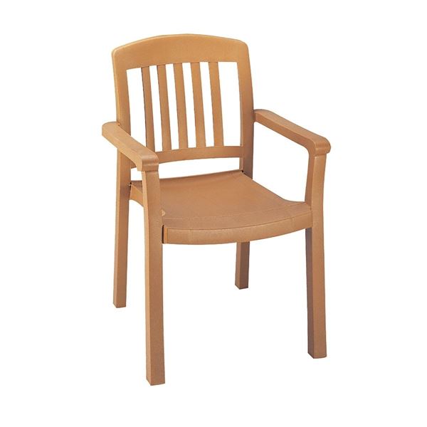 Atlantic Classic Plastic Resin Stacking Dining Chair - Teakwood
