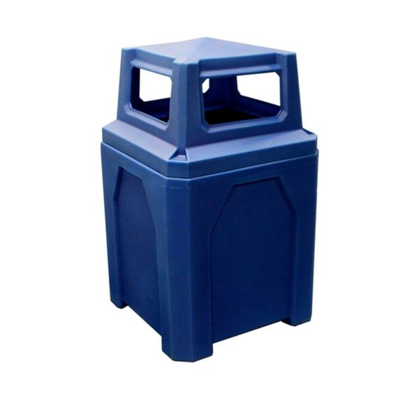 52 Gallon Square Pool Deck Trash Can with 4-way Top