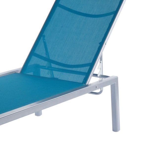 Madrid Armless Chaise Lounge Fabric Sling with Stackable Aluminum Frame