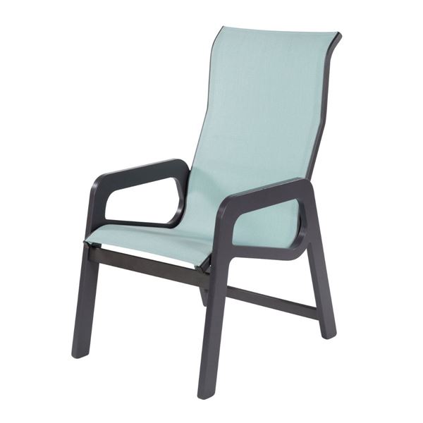 Malibu High Back Dining Arm Chair Fabric Sling with Marine Grade Polymer