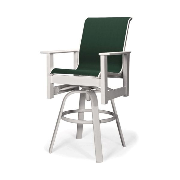Telescope Leeward Bar Height Swivel Arm Chair Fabric Sling with Marine Grade Polymer Frame
