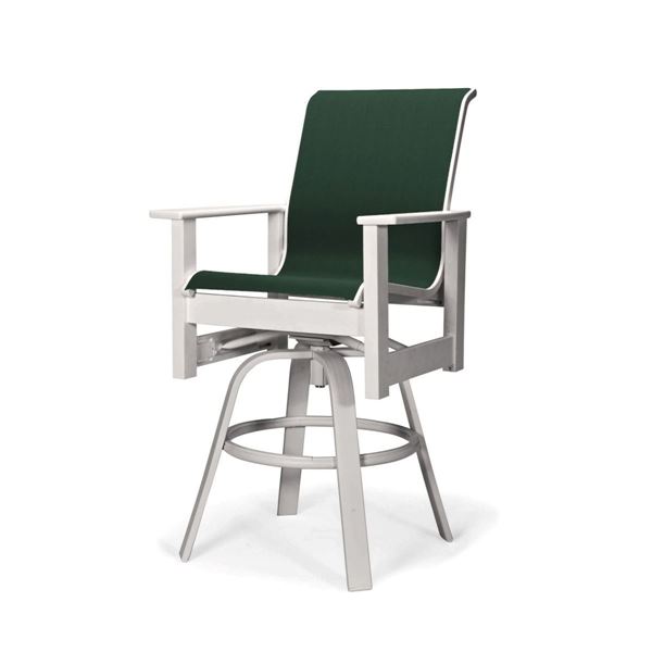 Telescope Leeward Counter Height Swivel Arm Chair Fabric Sling with Marine Grade Polymer Frame