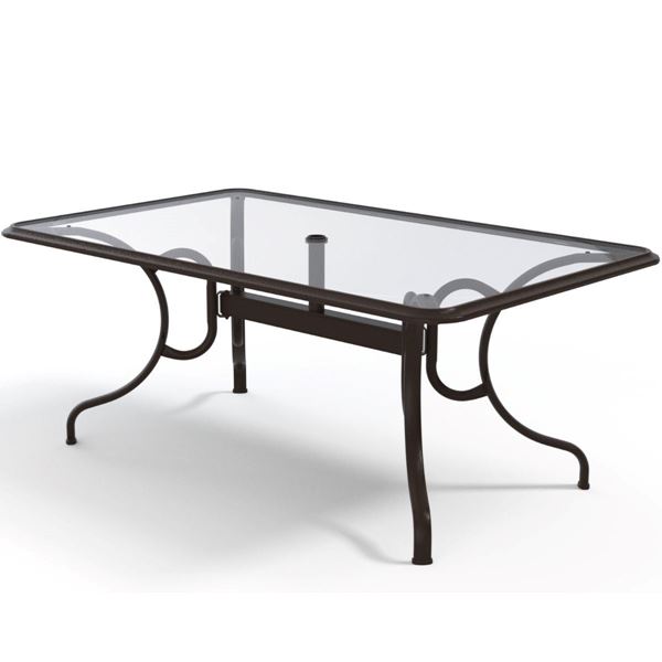 Rectangular Dining Table 42x68 Inch Glass with Aluminum Frame
