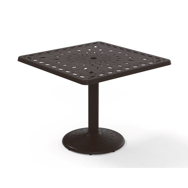 Square Dining Table 36 Inch Cast Aluminum with Pedestal Base