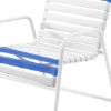 Quick Ship Pool Furniture, St. Maarten Dining Chair Vinyl Straps With White Aluminum Frame White Straps