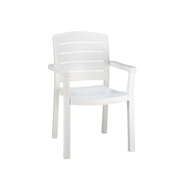 Acadia Classic Plastic Resin Stacking Armchair - White