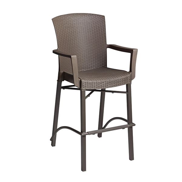 Havana Simulated Wicker Resin Bar Height Chair With Arms
